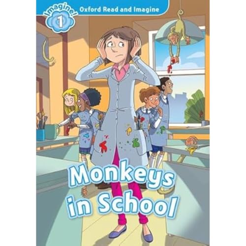 Book cover: children in a classroom with monkeys causing chaos.
