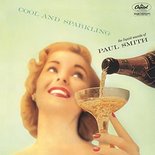 CD cover: woman with champagne, retro illustration, "Paul Smith - Cool And Sparkling".