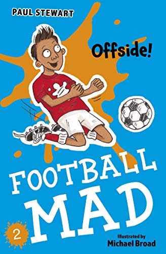 Book cover featuring a cartoon boy playing football against a blue background.
