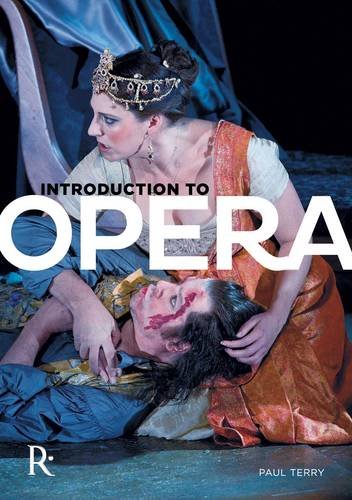 Book cover: a dramatic opera scene with a woman and injured man.
