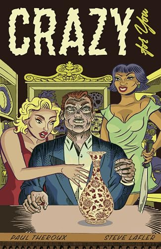 Comic book cover: man with two women, vase, and a knife.