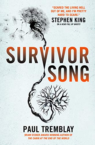 Book cover for "Survivor Song" by Paul Tremblay, featuring a dark, branching root system.