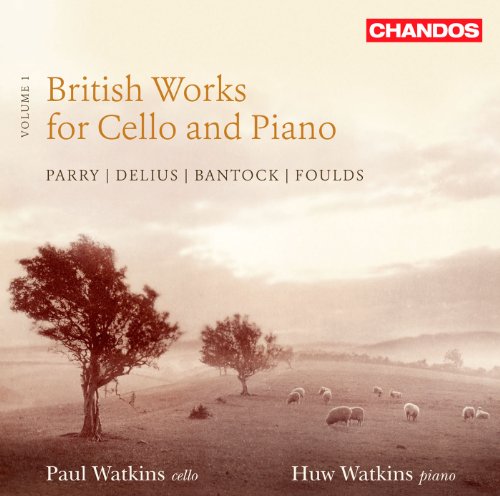 CD cover: "British Works for Cello and Piano Vol. 1" with landscape.