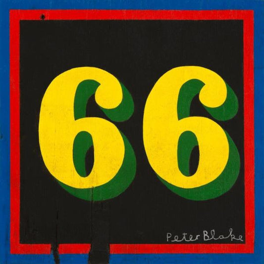 Album cover for Paul Weller’s “66” featuring bold yellow numbers on black.