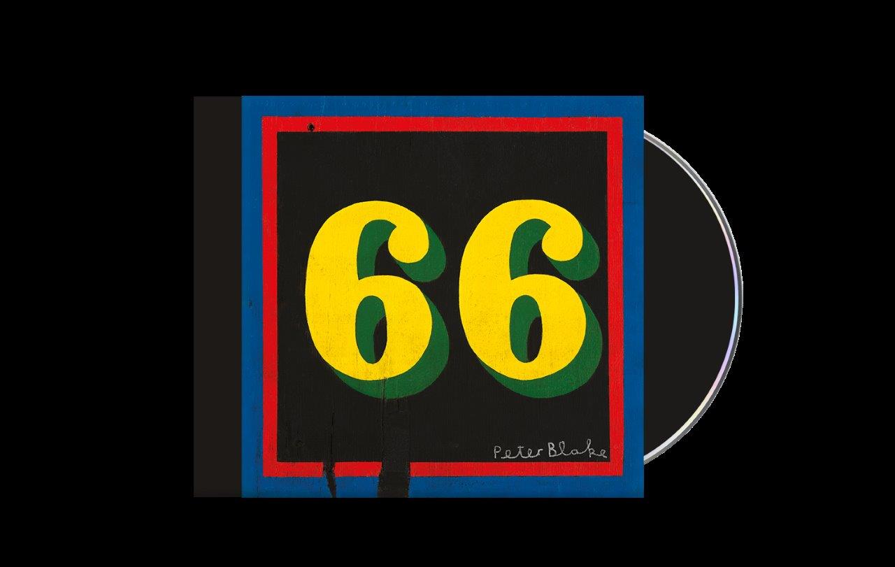 CD cover for Paul Weller’s “66” album, featuring large yellow numbers.