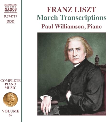 CD cover featuring a portrait of composer Franz Liszt at the piano.