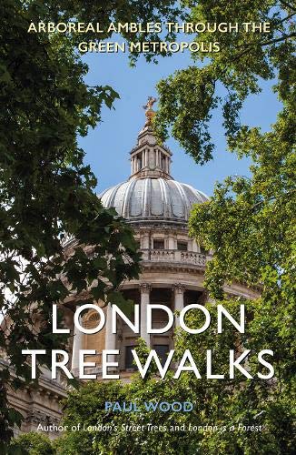 Book cover featuring a London building framed by green tree foliage.