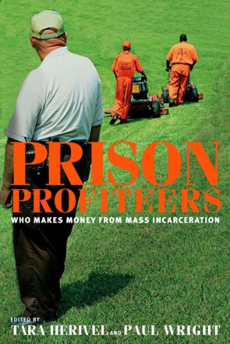 Book cover: prisoners in orange work clothes mowing a green lawn.