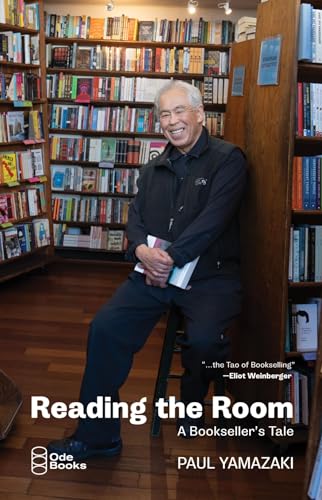 Book cover featuring a smiling older man in a bookstore.