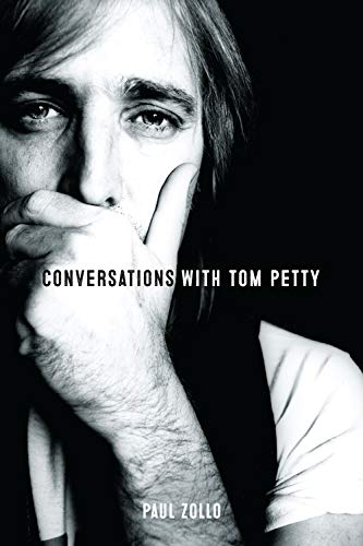 Black and white portrait of Tom Petty, book cover titled "Conversations with Tom Petty".
