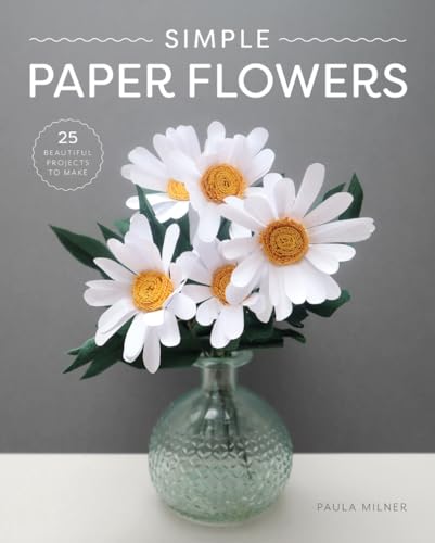 Book cover featuring white paper daisies in a glass vase.