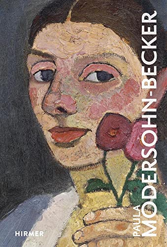 A textured oil painting portrait of a woman holding two flowers near her face.