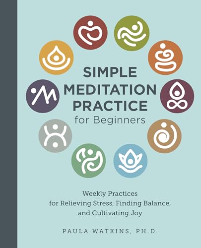 Book cover with colorful circular designs and the title "Simple Meditation Practice.