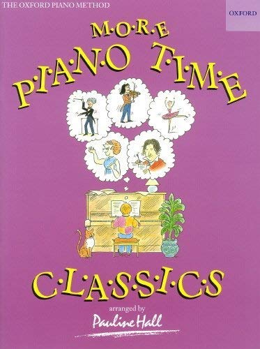 Sheet music cover with a child playing piano and illustrated classical performers.