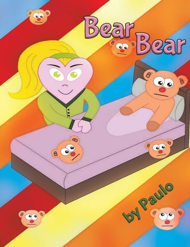 Colorful children’s book cover featuring a girl, bed, and cartoon bears.
