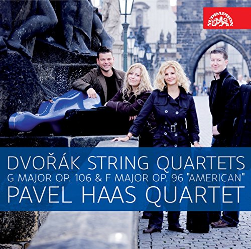 CD cover featuring the Pavel Haas Quartet with a Prague background.