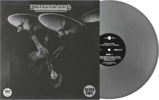 Gray vinyl record with album cover showing a cymbal and falling figure.