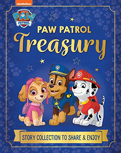 Cover of "PAW Patrol Treasury" book featuring Skye, Chase, and Marshall.