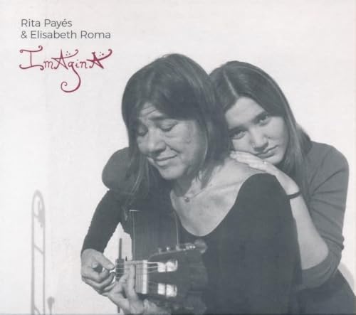 Black and white album cover featuring two women and a guitar.