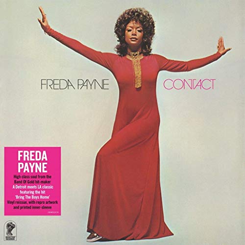 Freda Payne in a red dress, album cover for "Contact".