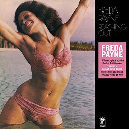 Album cover for Freda Payne’s “Reaching Out” featuring a woman in swimwear.