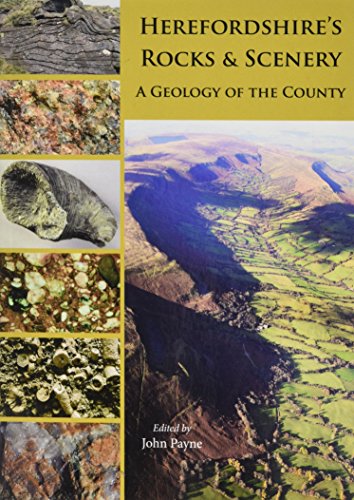 Book cover featuring Herefordshire landscape and close-ups of rocks and fossils.