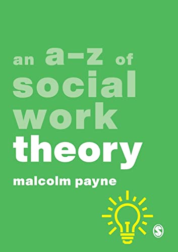 Green book cover titled "an a-z of social work theory" by malcolm payne.