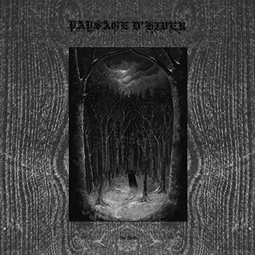 Dark winter forest scene framed within a textured, black vinyl record cover.