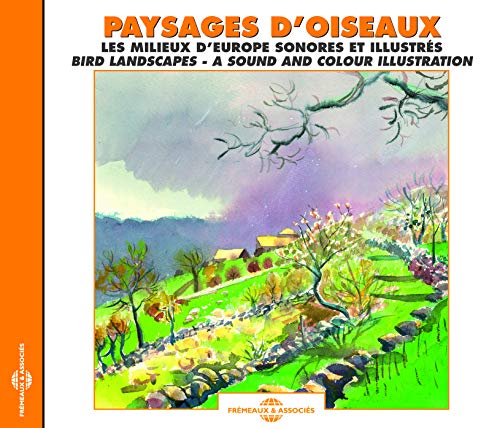 CD cover with watercolor landscape featuring birds and a village.