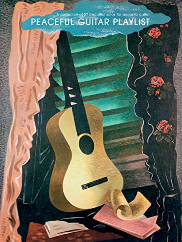 Guitar music book cover with abstract window and floral design.