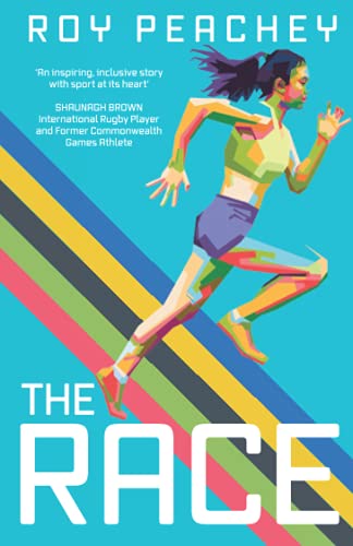 Book cover: illustrated runner in motion with colorful, geometric design.