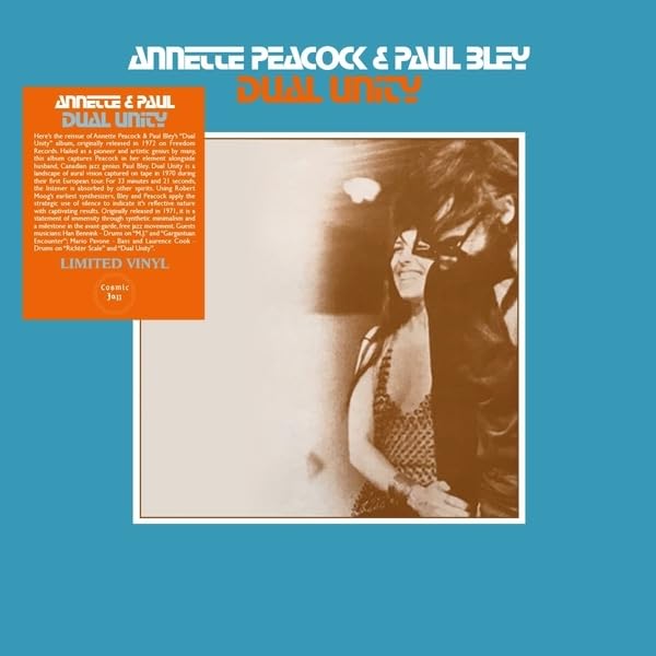 Vinyl record cover: Annette Peacock and Paul Bley’s “Dual Unity,” featuring a portrait.
