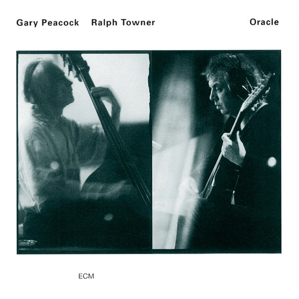 Black and white album cover featuring two musicians with instruments.
