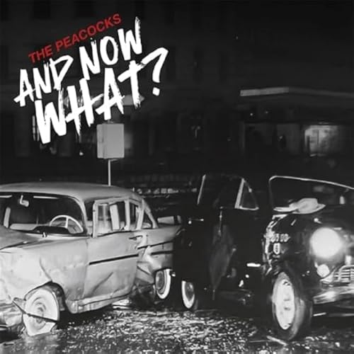 Black and white album cover with text over a wrecked car scene.