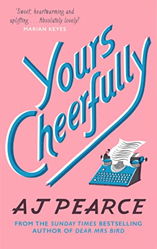 Book cover: "Yours Cheerfully" with typewriter illustration and blue text.