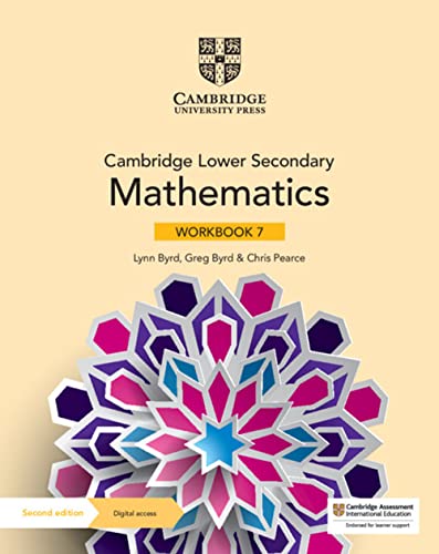 Cambridge Lower Secondary Mathematics Workbook 7 cover with a geometric mandala design.