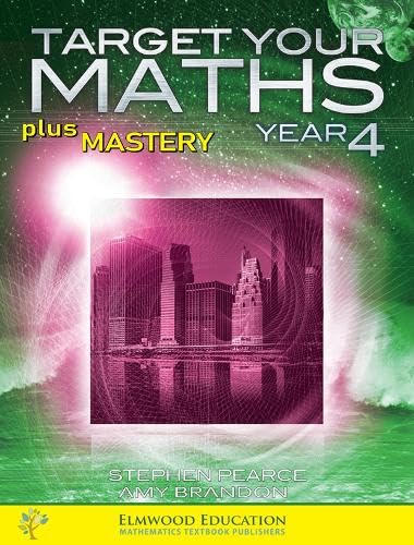 Year 4 maths textbook cover with cityscape and colourful abstract design.