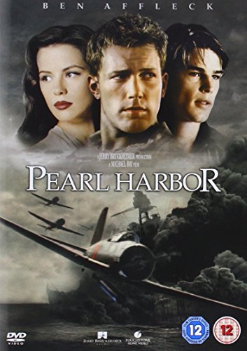 DVD cover for Pearl Harbor featuring three actors above warplanes and smoke over water.
