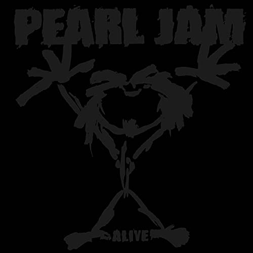 Pearl Jam “Alive” vinyl album cover: black and white abstract figure.