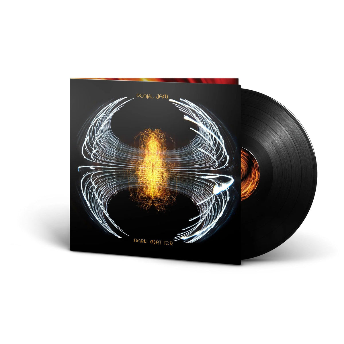 Pearl Jam’s “Dark Matter” vinyl record with abstract light design.
