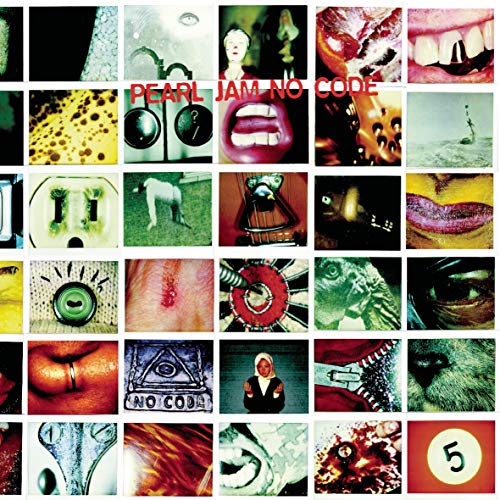 Pearl Jam's "No Code" album cover: a collage of close-up, surreal images.