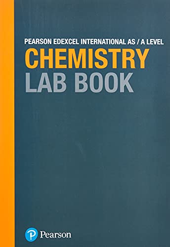 Pearson Edexcel International AS/A Level Chemistry Lab Book cover with a dark blue background.