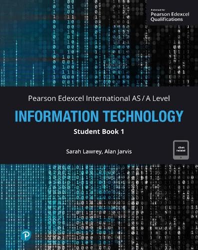 Pearson Edexcel International AS-Level Information Technology Student Book cover with binary code background.