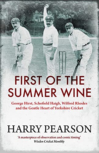 Book cover featuring three vintage cricketers in white uniforms on a field.