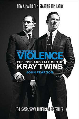 Book cover featuring Tom Hardy as the Kray twins in suits, holding guns.