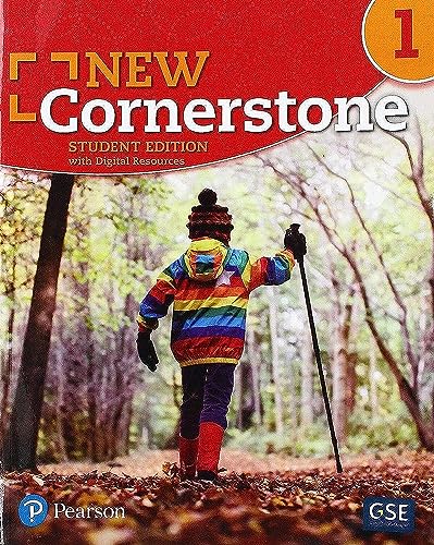 Red "New Cornerstone" Grade 1 textbook cover with a child hiking.