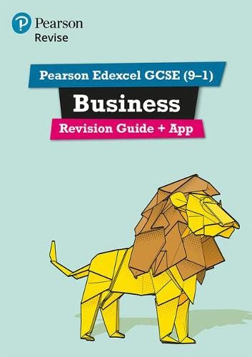 GCSE Business revision guide cover with a geometric lion illustration.