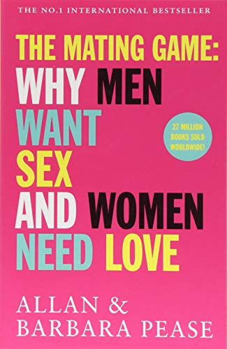 Book cover for The Mating Game by Allan and Barbara Pease on pink background.