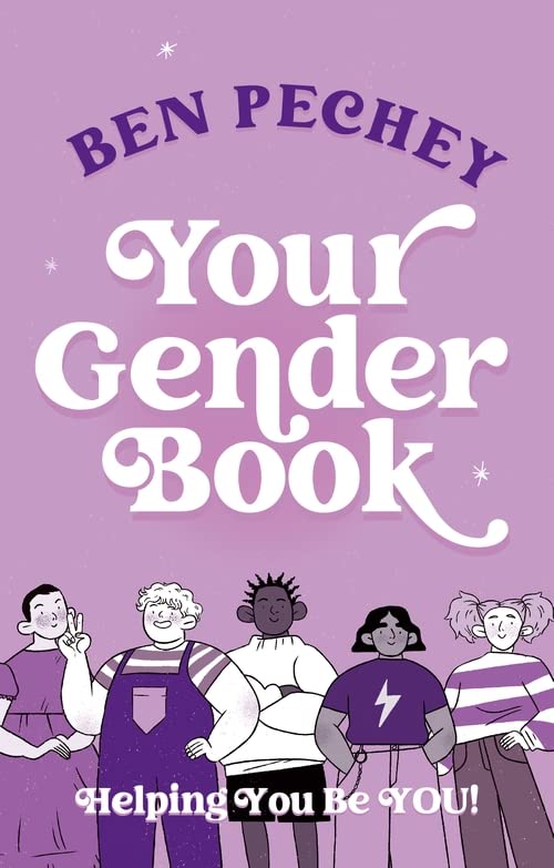 Purple book cover with diverse illustrated figures and title "Your Gender Book.