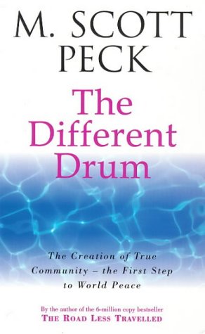 Book cover for The Different Drum by M. Scott Peck with blue water background.